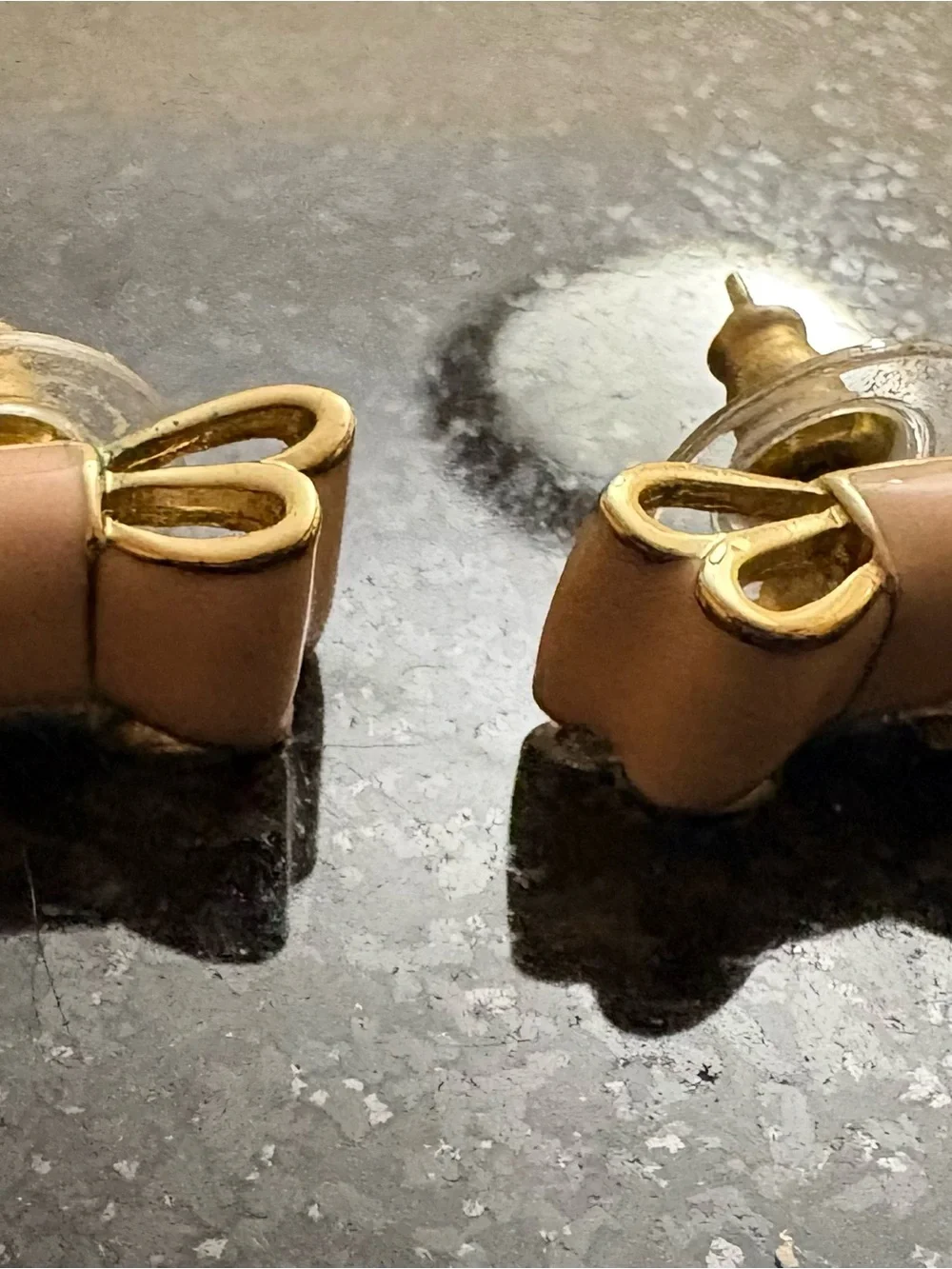 Kate Spade Gold Trim Pink Enamel Bow Stud Earrings
